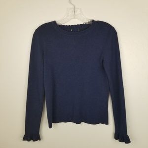 HALOGEN - scallop trim sweater blue fits like S